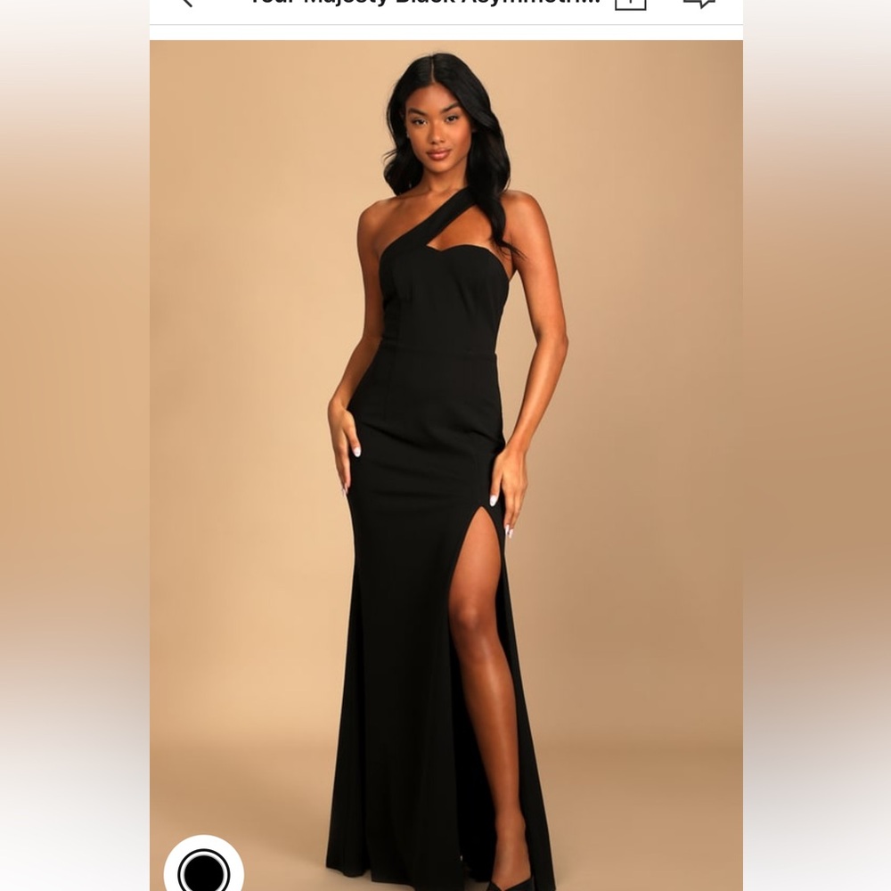 Your Majesty Black Asymmetrical Mermaid Maxi Dress